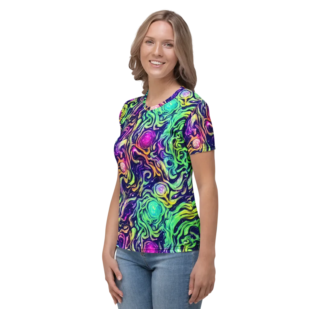 Stellar Psychedelia on Women's Crew Neck T-Shirt — Left