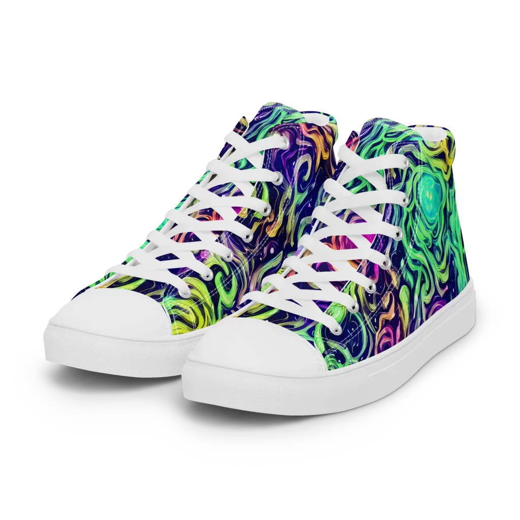 Stellar Psychedelia on Women's High Top Canvas Shoes — Left Front
