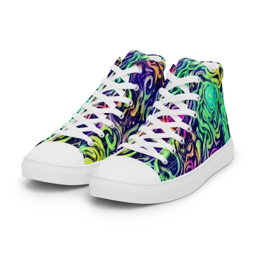 Stellar Psychedelia on a Women's High Top Canvas Shoes