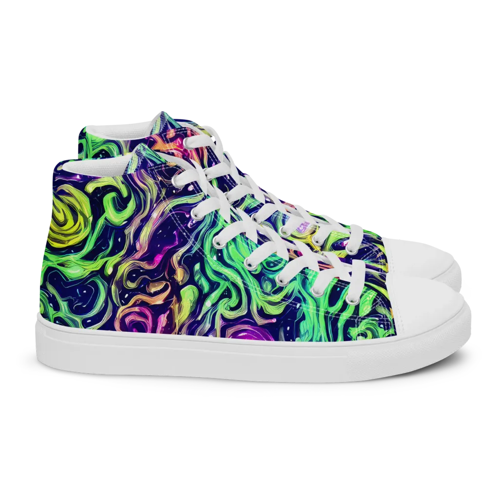 Stellar Psychedelia on Women's High Top Canvas Shoes — Right