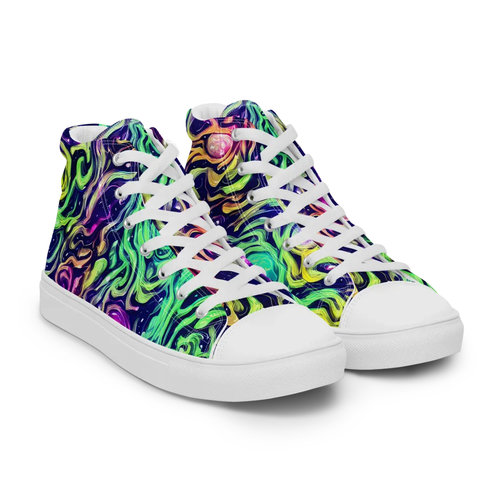 Stellar Psychedelia on Women's High Top Canvas Shoes — Right Front