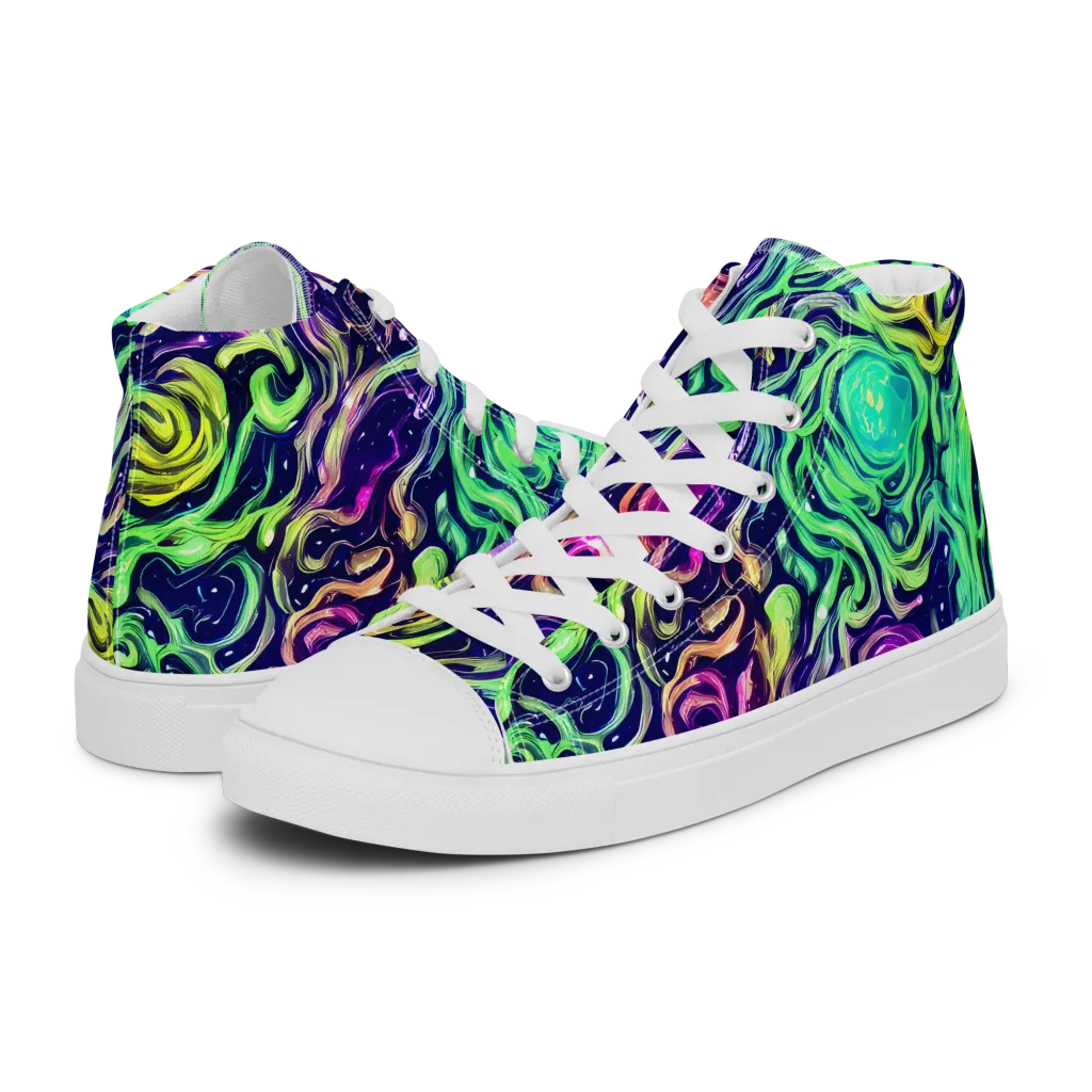 Stellar Psychedelia on Women's High Top Canvas Shoes — Left