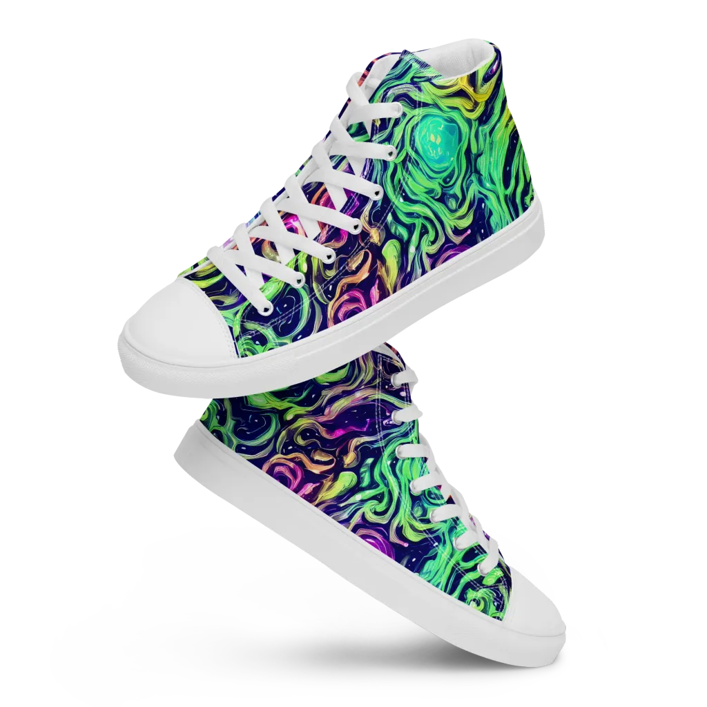 Stellar Psychedelia on Women's High Top Canvas Shoes — Front