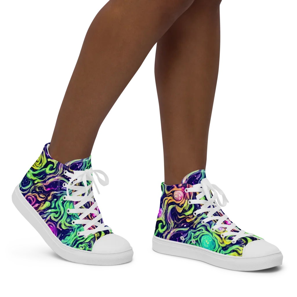 Stellar Psychedelia on Women's High Top Canvas Shoes — Right