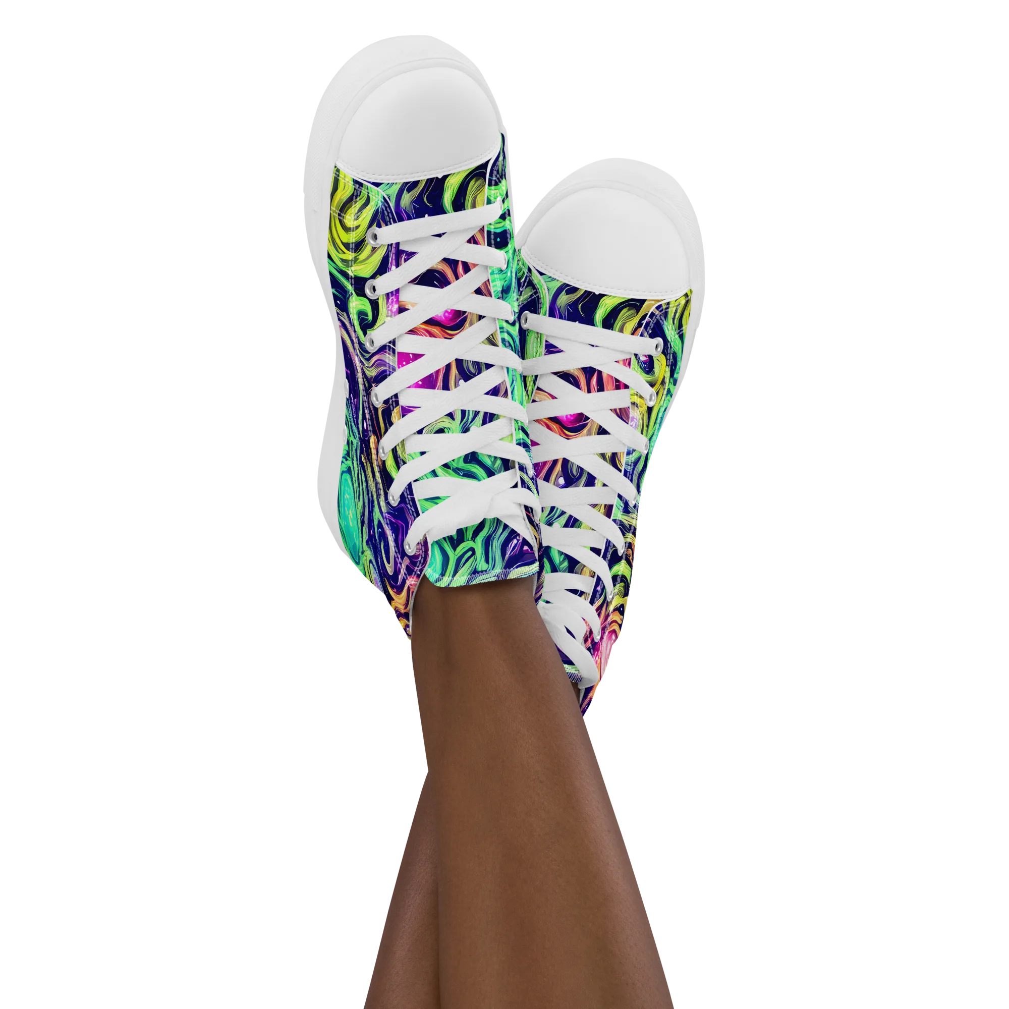 Stellar Psychedelia on Women's High Top Canvas Shoes — Front