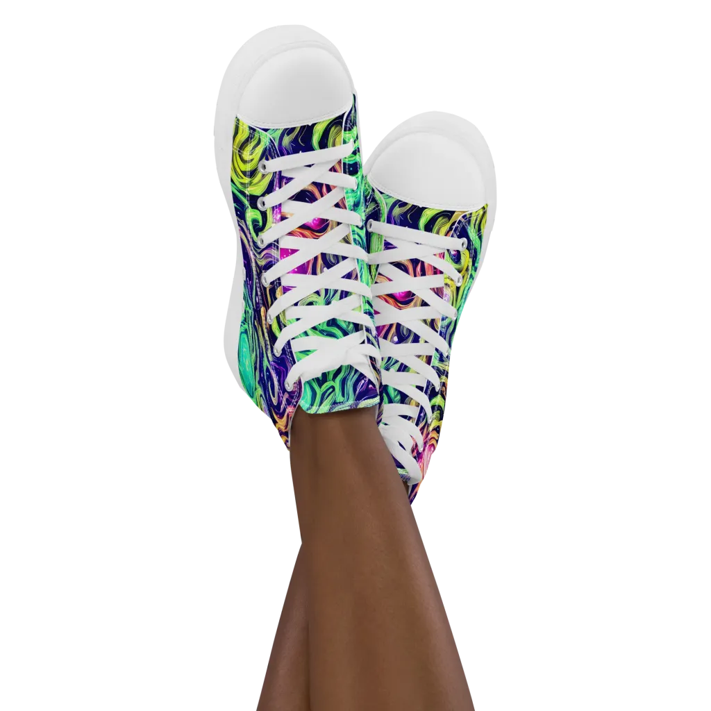 Stellar Psychedelia on Women's High Top Canvas Shoes — Front