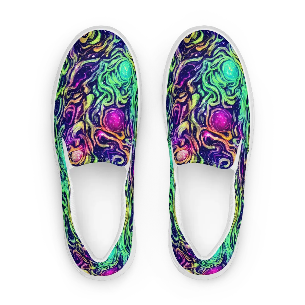 Stellar Psychedelia on Men's Slip-On Canvas Shoes — Front