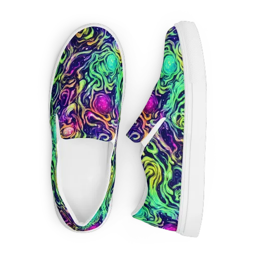Stellar Psychedelia on a Men's Slip-On Canvas Shoes