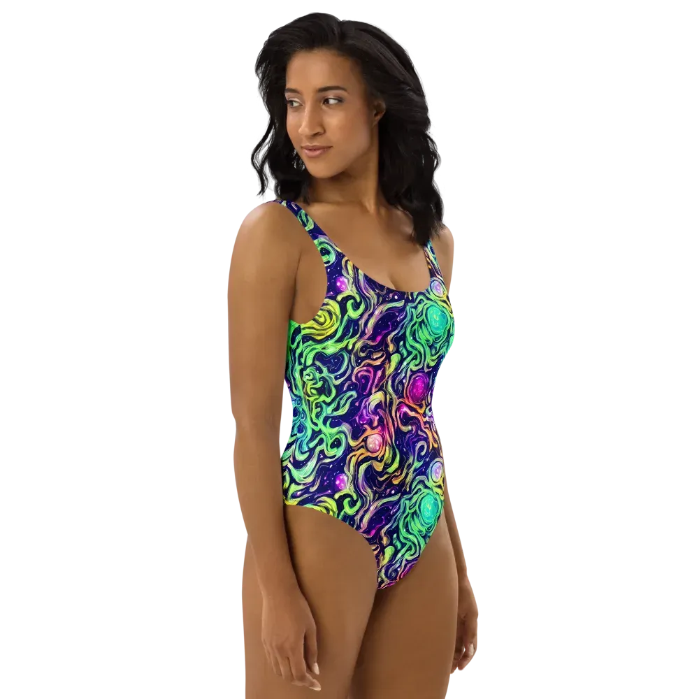 Stellar Psychedelia on One-Piece Swimsuit — Right