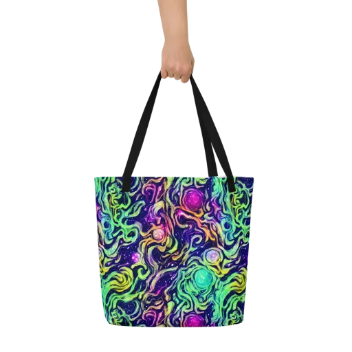 Stellar Psychedelia on a Large Tote Bag W/ Pocket