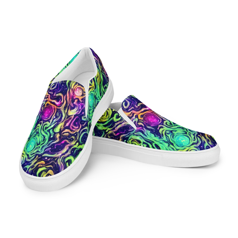Stellar Psychedelia on Women's Slip-On Canvas Shoes — Left Front