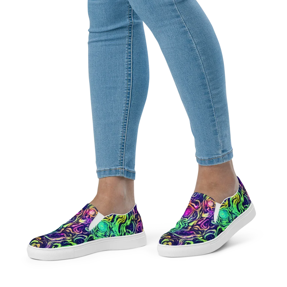 Stellar Psychedelia on Women's Slip-On Canvas Shoes — Front