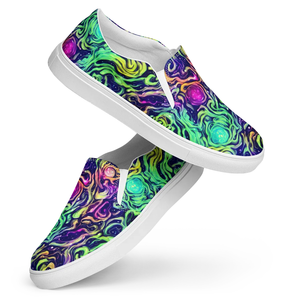 Stellar Psychedelia on Women's Slip-On Canvas Shoes — Front
