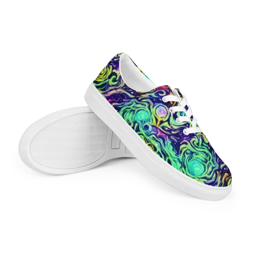 Stellar Psychedelia on a Men's Lace-Up Canvas Shoes