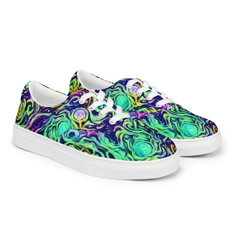 Stellar Psychedelia on Men's Lace-Up Canvas Shoes — Right Front