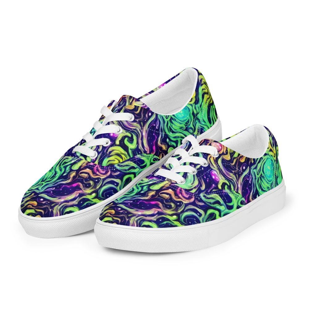 Stellar Psychedelia on Men's Lace-Up Canvas Shoes — Left Front
