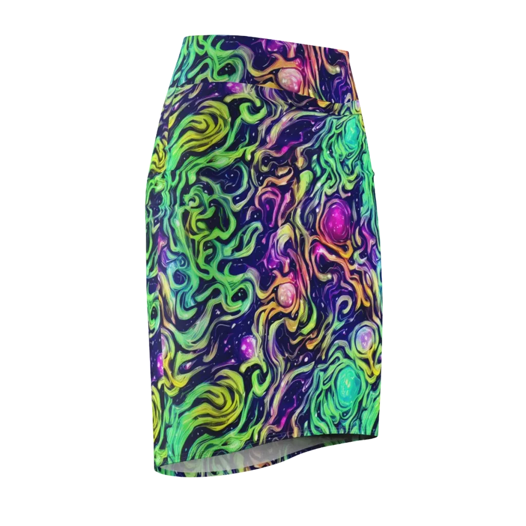 Stellar Psychedelia on Pencil Skirt — Front Side