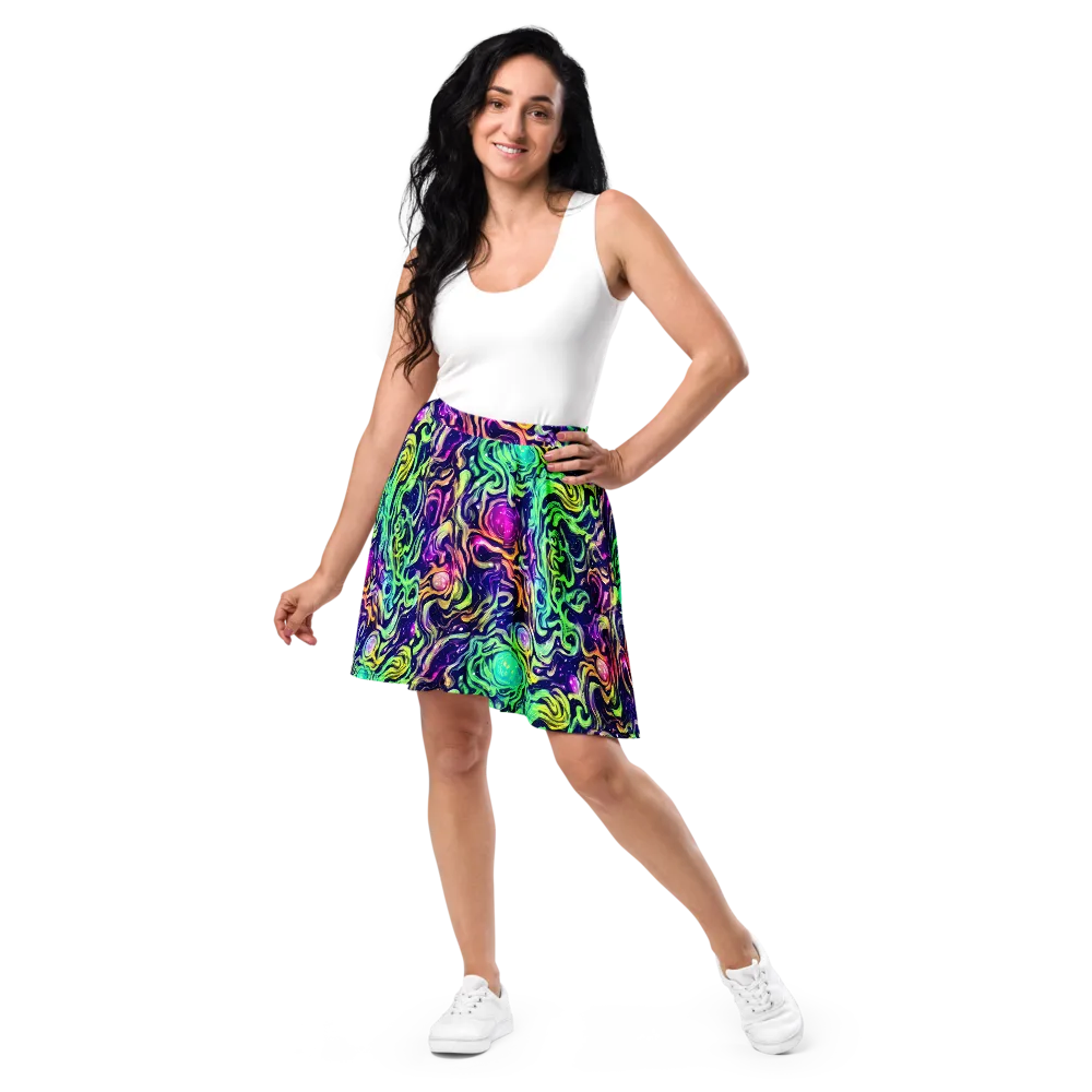 Stellar Psychedelia on Skater Skirt — Front