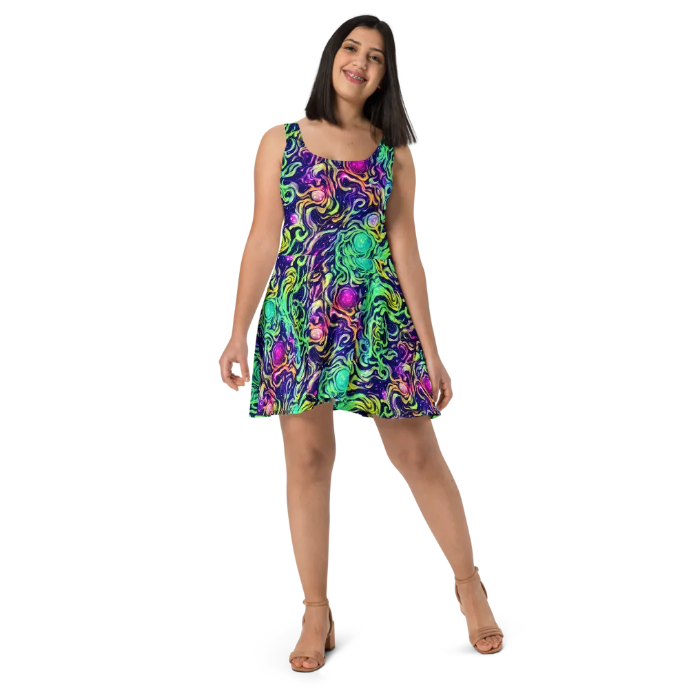 Stellar Psychedelia on Skater Dress — Front