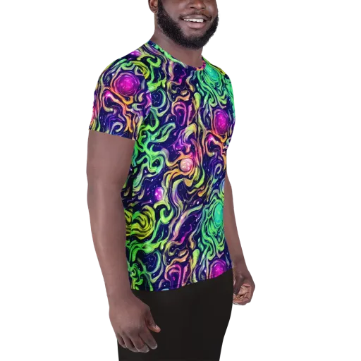 Stellar Psychedelia on a Men's Athletic T-Shirt