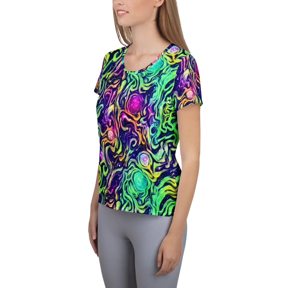 Stellar Psychedelia on Women's Athletic T-Shirt — Left