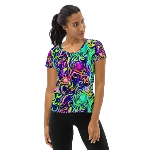 Stellar Psychedelia on a Women's Athletic T-Shirt
