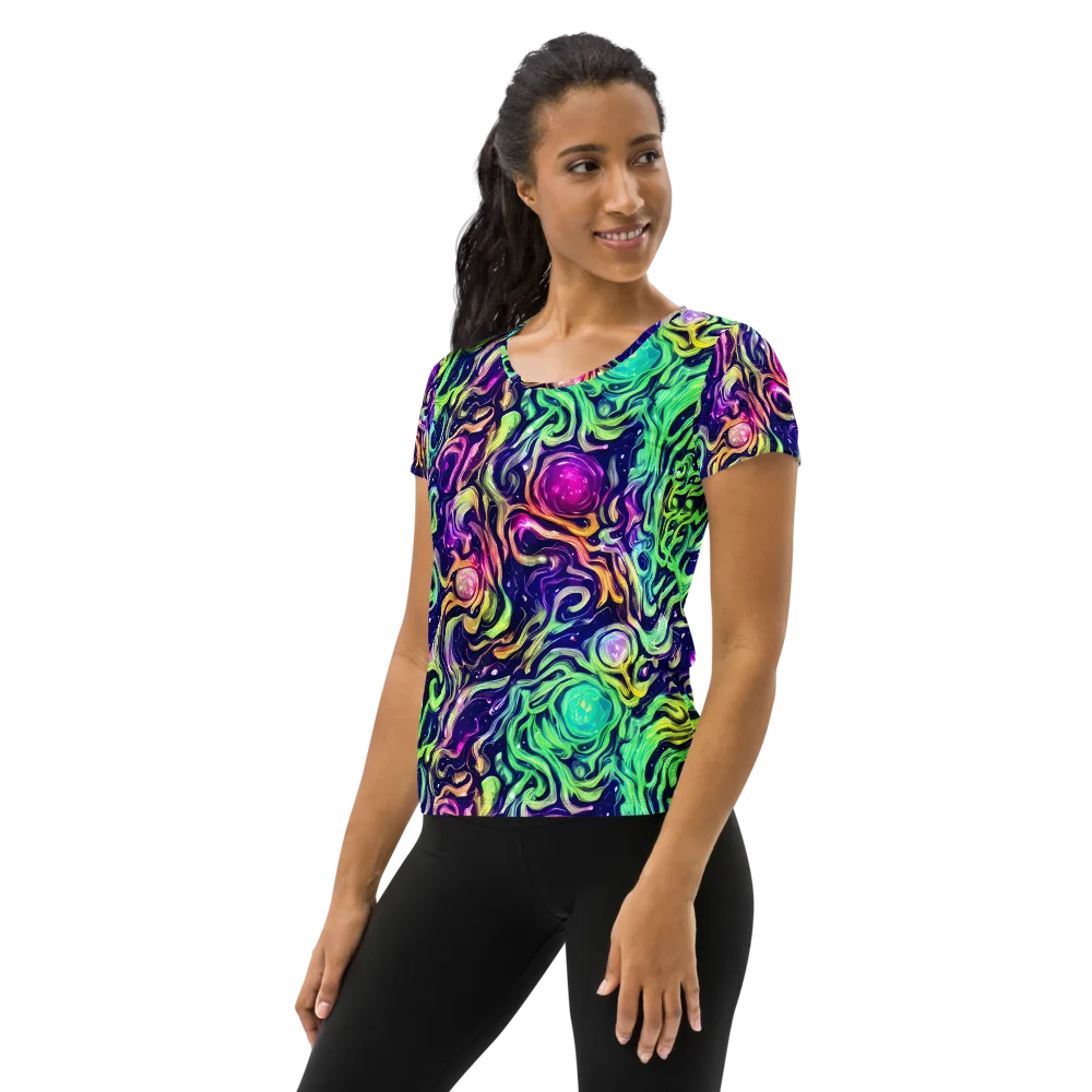 Stellar Psychedelia on Women's Athletic T-Shirt — Left