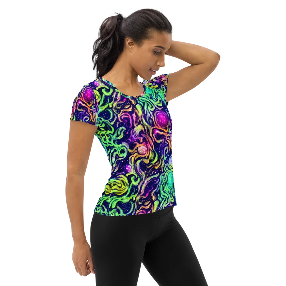 Stellar Psychedelia on Women's Athletic T-Shirt — Right
