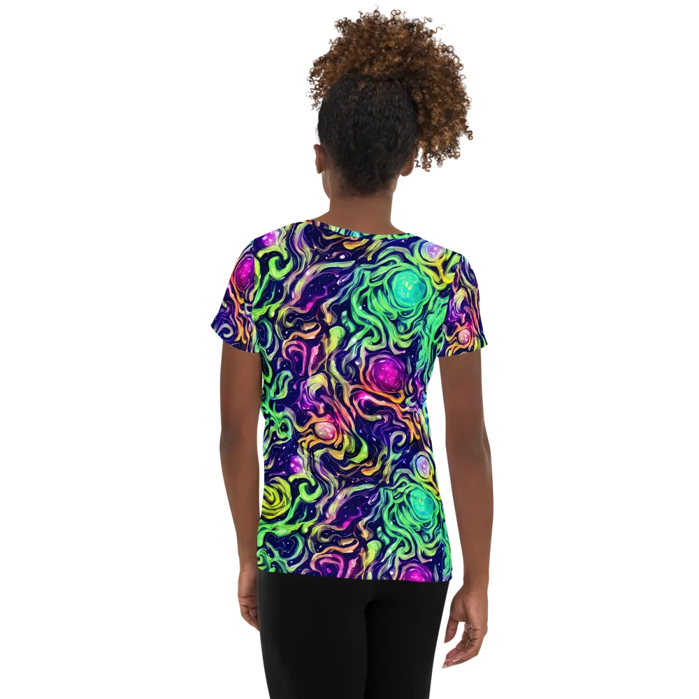 Stellar Psychedelia on Women's Athletic T-Shirt — Back