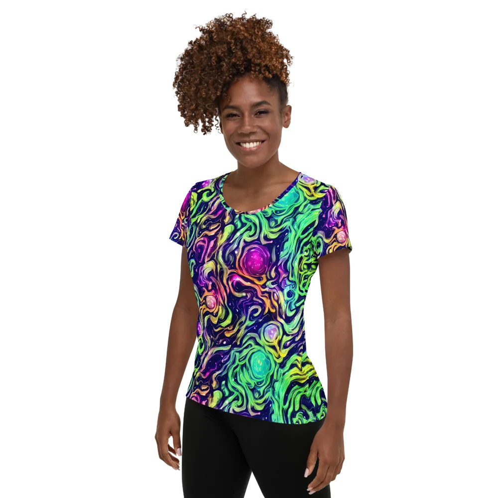 Stellar Psychedelia on Women's Athletic T-Shirt — Left