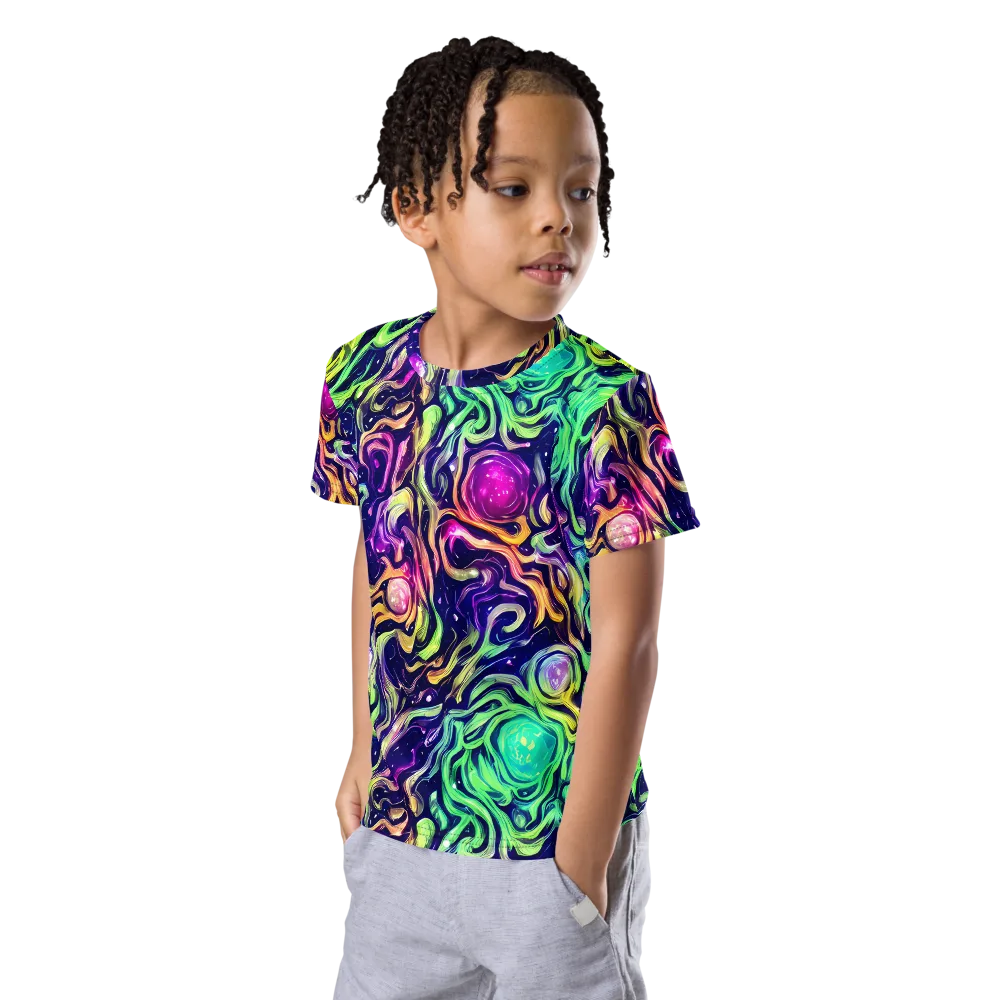 Stellar Psychedelia on Kids Crew Neck T-Shirt — Left Front
