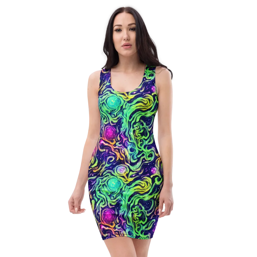 Stellar Psychedelia on Bodycon Dress — Front