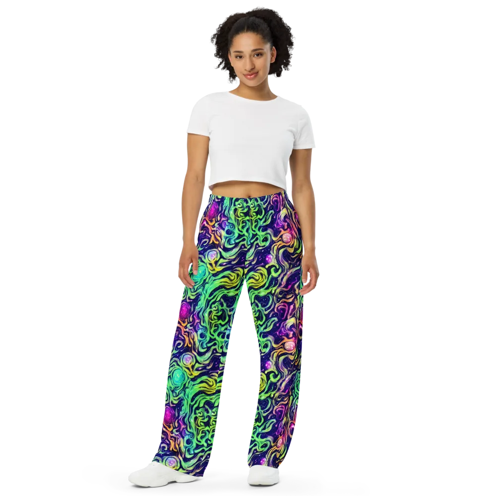 Stellar Psychedelia on Wide-Leg Pants — Front