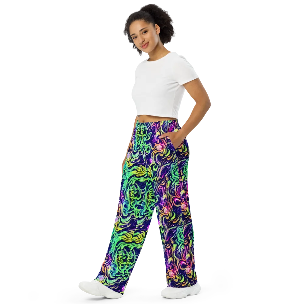 Stellar Psychedelia on Wide-Leg Pants — Left Front