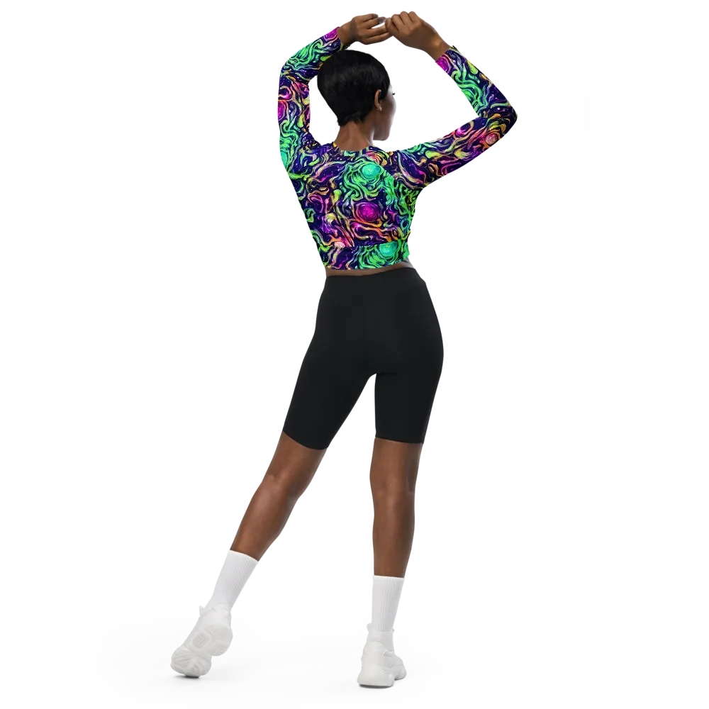 Stellar Psychedelia on Long Sleeve Crop Top — Back