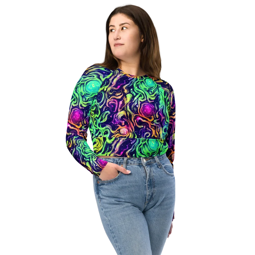 Stellar Psychedelia on Long Sleeve Crop Top — Front