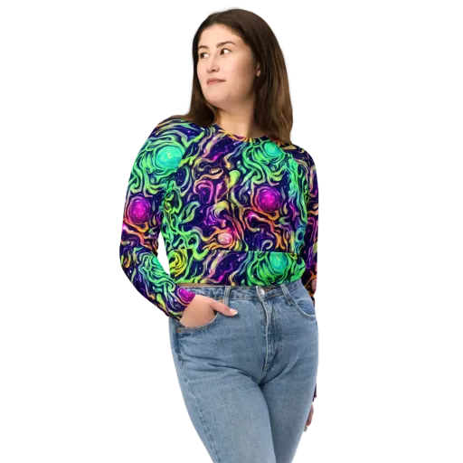 Stellar Psychedelia on a Long Sleeve Crop Top
