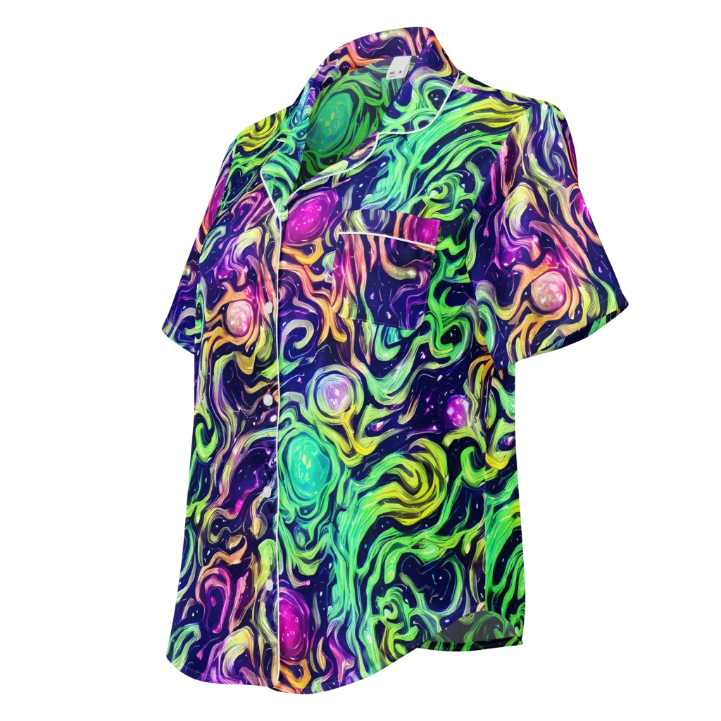 Stellar Psychedelia on Women's Short Sleeve Pajama Top — Left Front