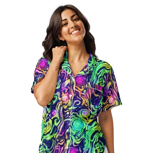 Stellar Psychedelia on a Women's Short Sleeve Pajama Top