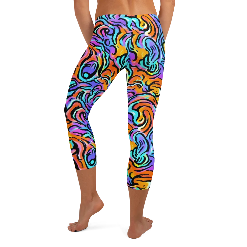 Hypercolor Waves on Capri Leggings — Back