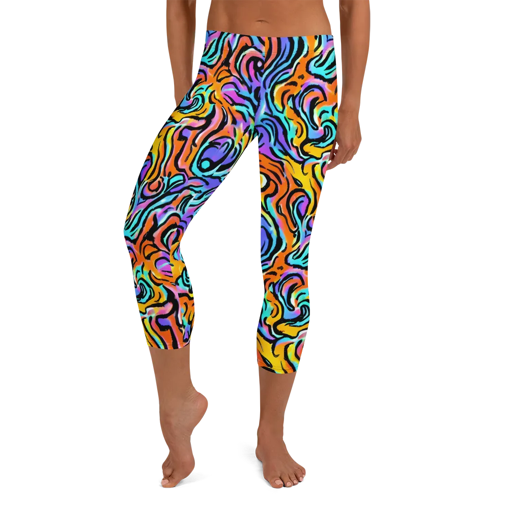 Hypercolor Waves on Capri Leggings — Front