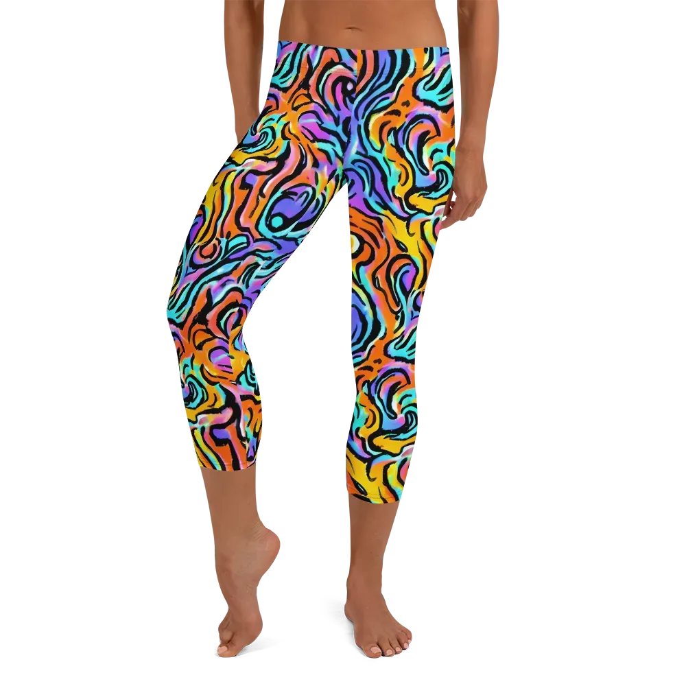Hypercolor Waves on Capri Leggings — Front