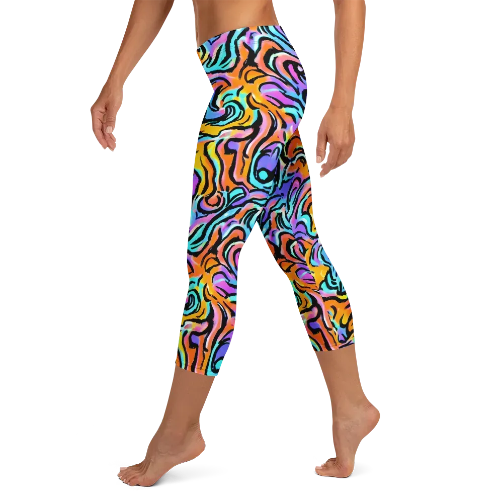 Hypercolor Waves on Capri Leggings — Left