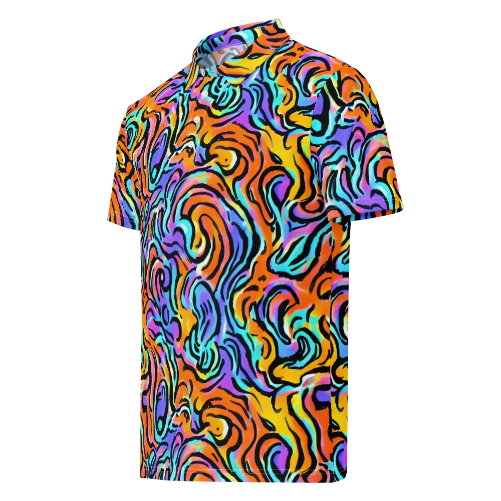 Hypercolor Waves on Men's Slim Fit Polo Shirt — Left Front