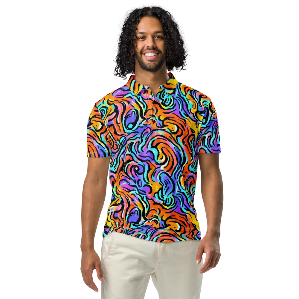 Hypercolor Waves on Men's Slim Fit Polo Shirt — Front