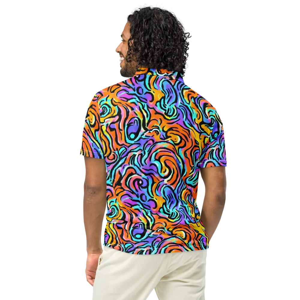 Hypercolor Waves on Men's Slim Fit Polo Shirt — Back