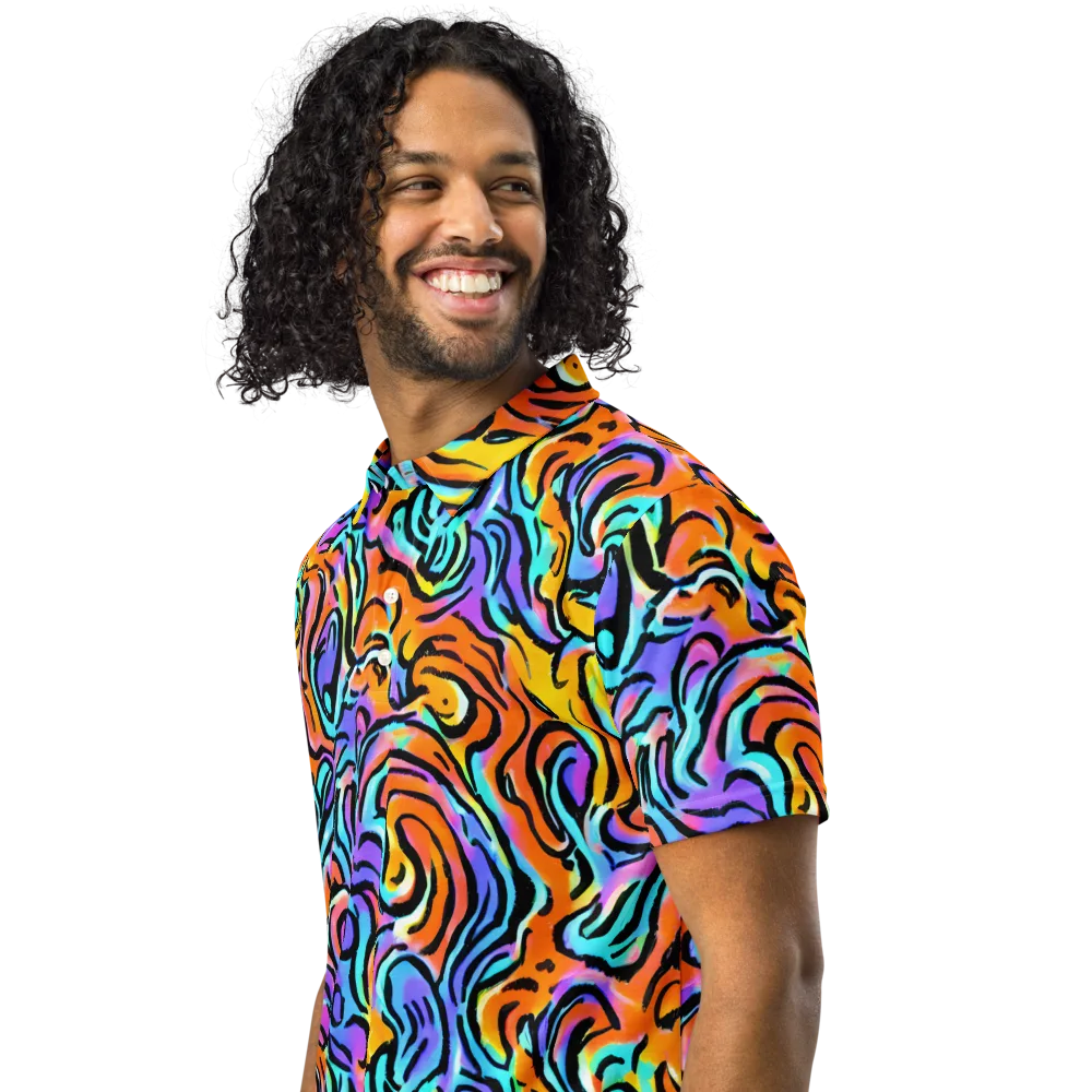Hypercolor Waves on Men's Slim Fit Polo Shirt — Left Front