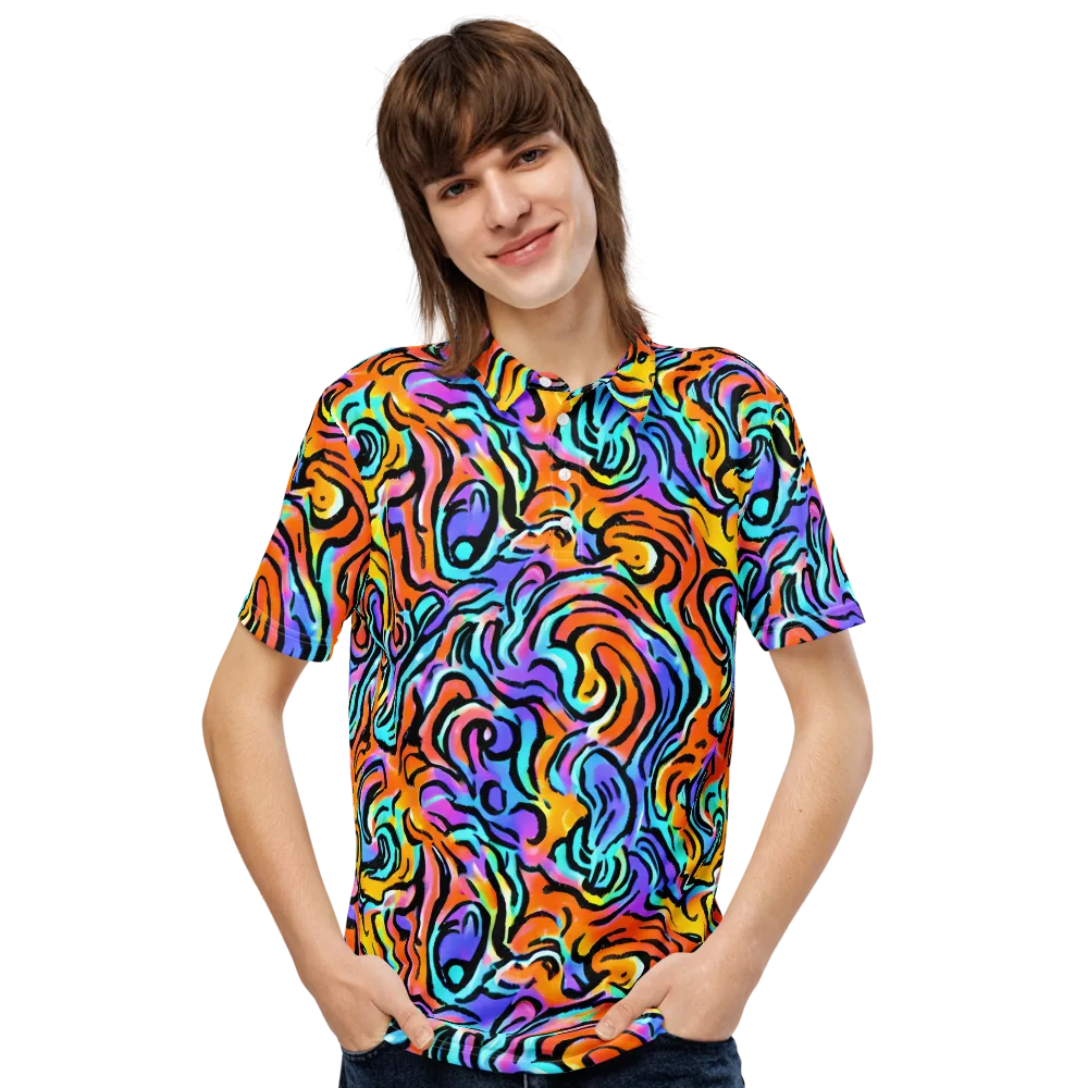 Hypercolor Waves on Men's Slim Fit Polo Shirt — Front