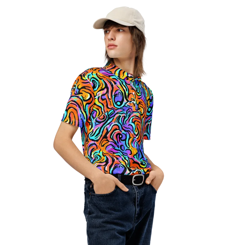 Hypercolor Waves on Men's Slim Fit Polo Shirt — Right Front