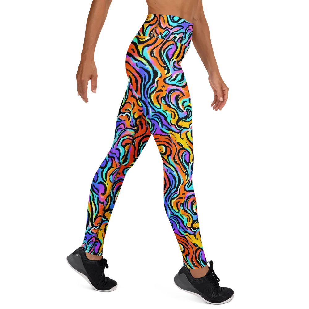 Hypercolor Waves on Yoga Leggings — Right